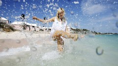 Water woman Beaches water drops