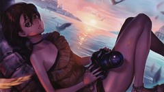 Water woman Birds Cameras anime girls lying down artwork