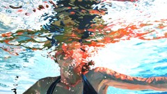 Water woman drawings brunettes bikini swimming pools