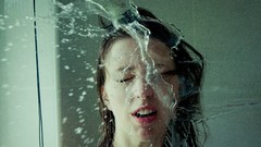 Water woman faces splashes