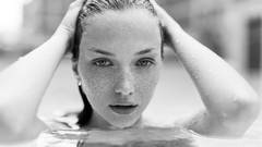 Water woman freckles grayscale