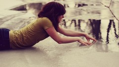 Water woman hands water pools