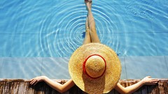 Water woman hats legs models swimming pools