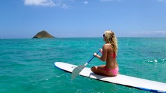 Water woman Islands Beaches blondes tropical bikini