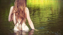 Water woman long hair nude