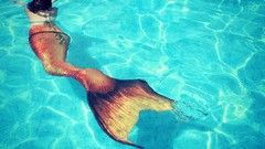 Water woman mermaid underwater swim Photo manipulation stock 