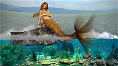 Water woman mermaids long hair 3D girls