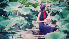 Water woman Musical Instruments instruments asians hair 