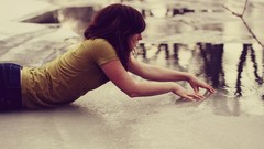 Water woman reflections brunettes