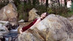 Water woman rocks red dress models