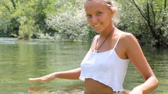 Water woman shirts blondes smiling models W4B magazine Clover 