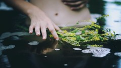 Water woman stomach bathing navel