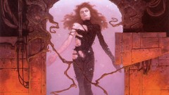 Water woman underwater suit redheads fantasy art white eyes