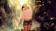 Water woman waterfalls brunettes