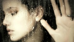 Water woman wet models window panes