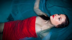 Water woman wet red dress