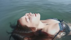 Water woman wet swimming closed eyes artwork