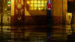 Water woman window colors waves houses doors streets cityscapes 