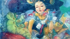 Watercolor Alice in Wonderland taupe