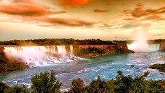 waterfall Niagara Falls landscape river sunset