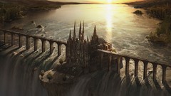 Waterfalls Bridges Castles artwork fantasy art
