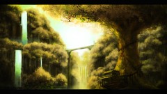 Waterfalls Bridges houses forests