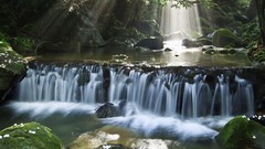 Waterfalls sunlight rivers forests