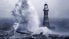 Waves lighthouses
