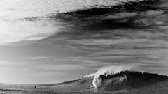 Waves monochrome surfers