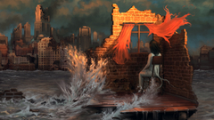 Waves smoke artwork curtains