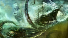 Waves tentacles ships Kraken