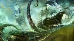 Waves tentacles ships Kraken