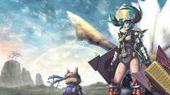 Weapons Anime armor anime girls blue eyes green hair ecchi 