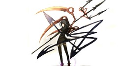Weapons Anime artist white background red eyes anime girls 