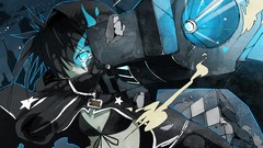 Weapons Anime blue eyes black rock shooter black hair twintails 