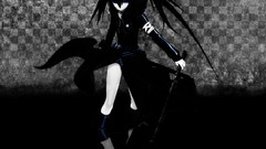 Weapons Anime blue eyes black rock shooter black hair twintails