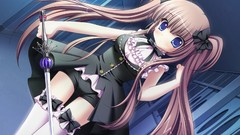 Weapons Anime brown anime girls blue eyes game cg twintails