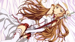 Weapons Anime brown long hair anime girls brunettes lying down 
