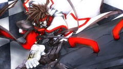 Weapons Anime brown Warriors gloves Swords long hair brunettes 