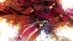 Weapons Anime dress Swords multicolor long hair anime girls 