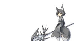 Weapons anime girls animal ears tails Simple Background 