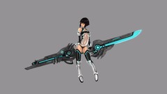 Weapons Anime gloves Swords elbows anime girls short hair black 