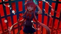 Weapons Anime Knives red eyes pink hair anime girls school 