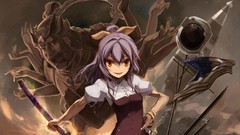 Weapons Anime long hair touhou purple hair orange eyes 