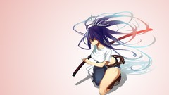 Weapons Anime pink background Swords pink eyes anime girls 