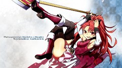 Weapons Anime red eyes blush anime girls boots mahou shoujo 