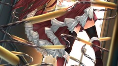 Weapons Anime red eyes buildings anime girls boots mahou shoujo 