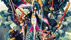 Weapons Anime red eyes Swords blondes pink hair anime girls 