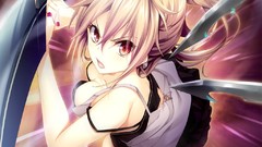 Weapons Anime red eyes Swords blondes skirts game cg cleavage