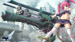 Weapons Anime ruins pink hair cities anime girls green eyes 